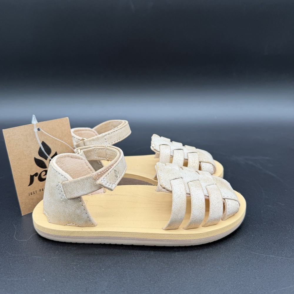 NWT Reef Kids‎ Sz US 7/8 Tan Gold Little Reef Prep Sandals